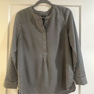 Talbots Black and White Houndstooth Blouse